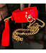 Kinky Diva High Gloss O-Ring Collar + Leash Red/Gold