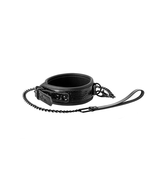 BLAZE COLLAR AND LEASH CROCO BLACK