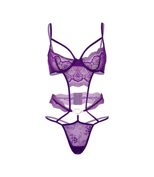 Daring Intimates - Heart Lace Teddy with Jewel