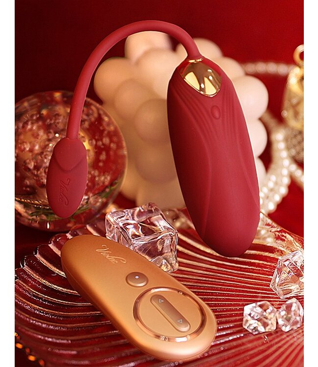 VIOTEC - OLIVER - WEARABLE VIBRATOR WITH REMOTE CONTROL - GOLD & WINE RED