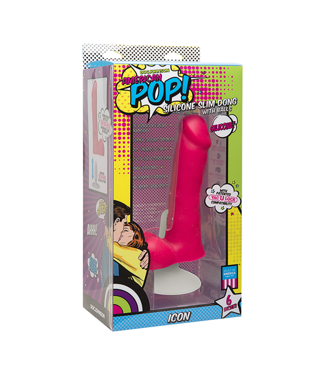 Doc Johnson - American POP! ICON- Silicone Slim Dong With Balls 6"