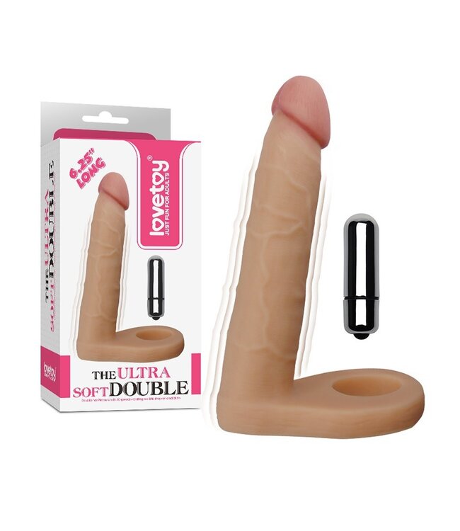 LoveToy - The Ultra Soft Double Vibrerende Dildo 16 cm - Nude