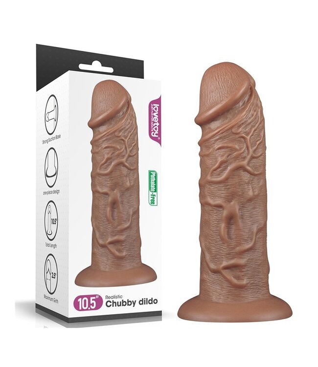 LoveToy - Realistic Chubby Dildo 27 cm - Bruin