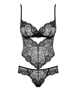 obsessive Alluria Kanten Body - Zwart