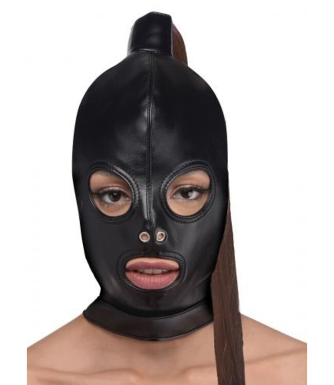 Bondage Hoofd Masker Met Paardenstaart