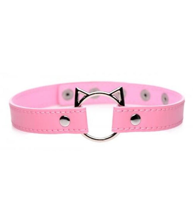 Kinky Kitty Ring Slim Choker - Roze