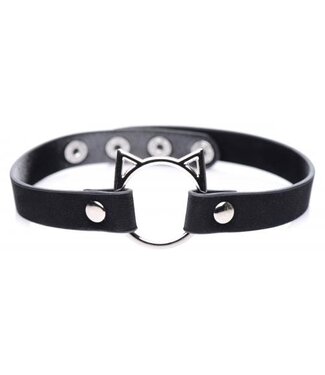 Master Series Kinky Kitty Ring Slim Choker - Zwart