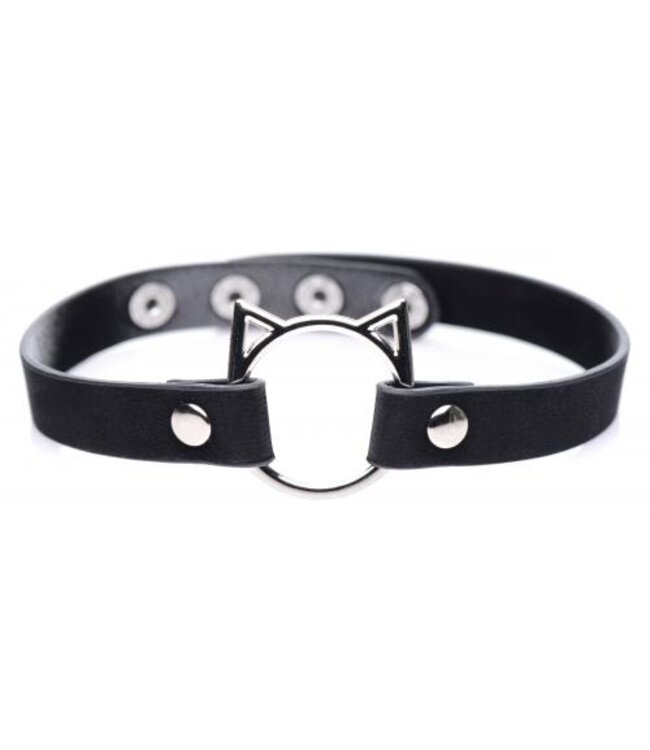 Kinky Kitty Ring Slim Choker - Zwart