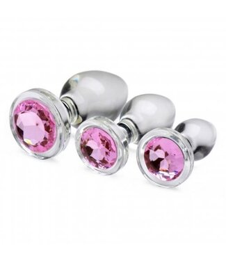 Booty Sparks Pink Gem Anaalplug Set Van Glas