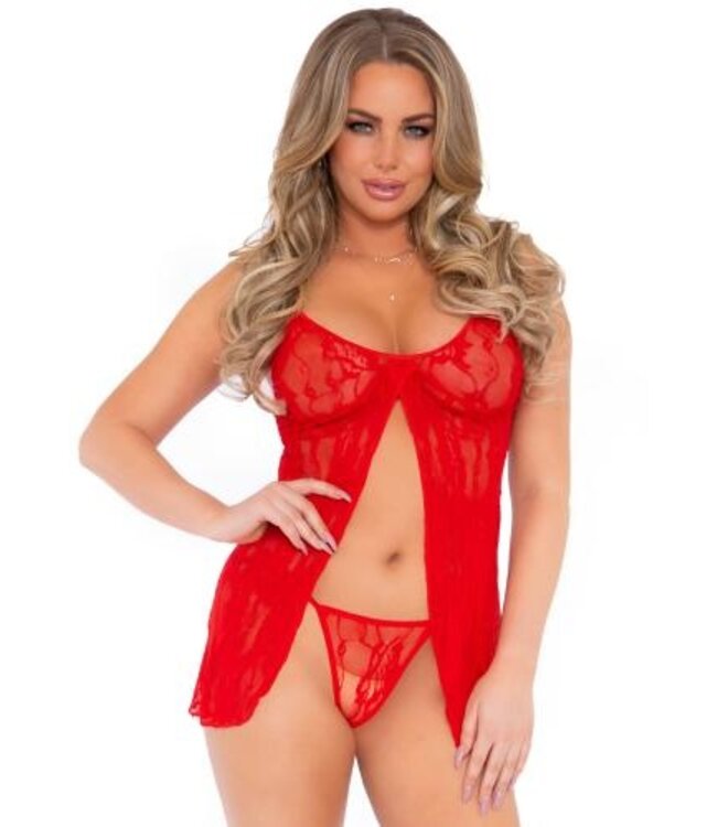 Only Yours Babydoll & G-String - Rood