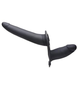 Strap U Power Pegger Dubbele Strap-On Vibrator - Zwart