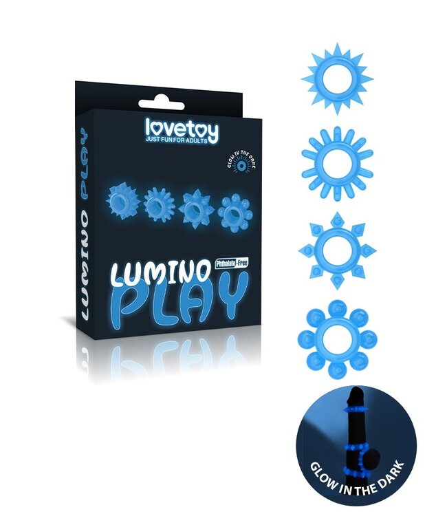 LoveToy - Lumino Play Cock Ring Set van 4 - Glow in the Dark