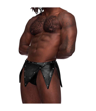 Male Power Eros - Gladiator Kilt Design with an Attached Thong - S/M - Black