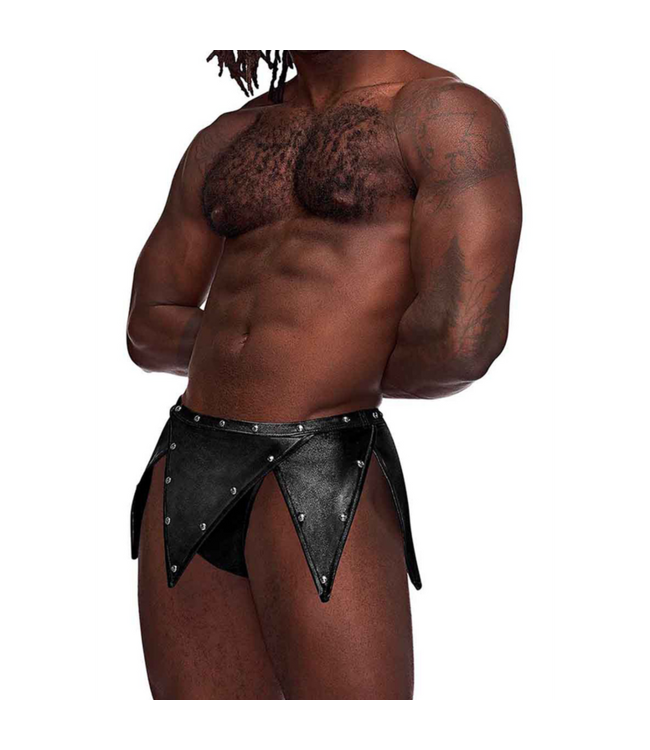 Eros - Gladiator Kilt Design with an Attached Thong - L/XL - Black