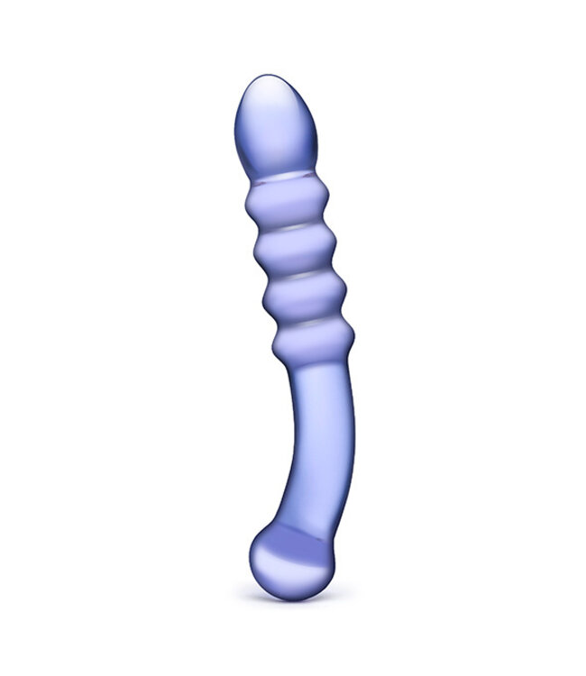 Glas - Purple Rain Ribbed Glazen Dildo