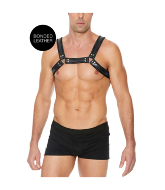 Ouch! by Shots Leather Bulldog Harness with Buckles - L/XL