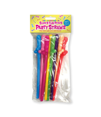 Little Genie Productions Super Fun Penis - Multicolor Penis Straws - 8 Pack