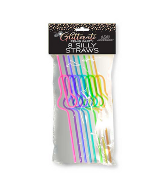 Little Genie Productions Glitterati Silly Penis Straws, 8