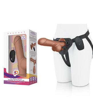 Pegasus Pegasus - 8” Remote Control Realistic Silicone Dildo with Balls and Harness