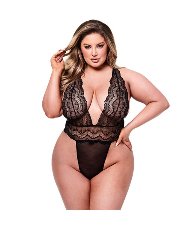 Baci - Sexy Deep V Lace Teddy Queen