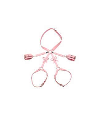 XR Brands Bondage Harness with Bows - XL/2XL - Pink