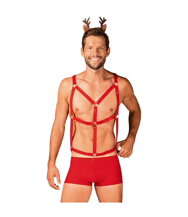 Obsessive - Mr Reindy Harness, Shorts, Headband With Horns L/XL