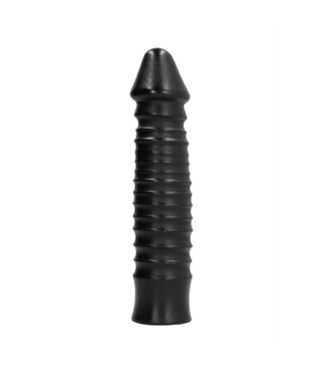 Grote Dildo Met Geribbelde Schacht - Zwart