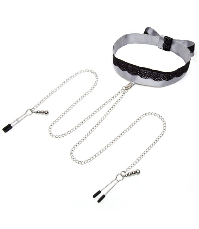 Fifty Shades of Grey - Play Nice Satijn & Kant Ketting & Tepelklemmen