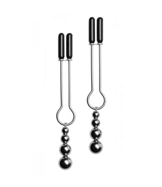 XR Brands Decorative Nipple Clamp Set with Triple Beads