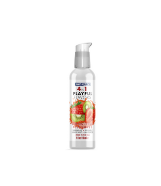 Swiss Navy 4 In 1 Lubricant with Straw-Kiwi Pleasures Flavor - 4 fl oz / 118 ml