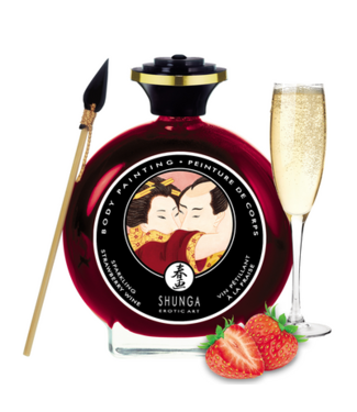 Shunga Edible Body Paint - Strawberry Sparkling Wine - 3.5 fl oz / 100 ml