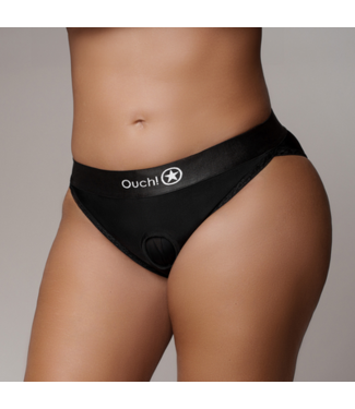 Ouch! by Shots Vibrating Strap-on Hipster - XL/XXL - Black