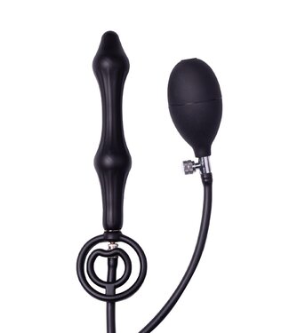 Rimba Rimba Latex Play - Opblaasbare anaalplug met dubbele ballon en pomp - Zwart