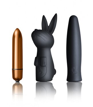 Rimba Rocks-Off - Dark Desires Kit - Bullet Vibrator met sleeves - Zwart / Goud