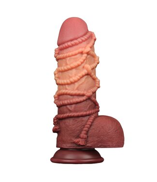 Rimba LoveToy - Extreme Dildo met Touw Motief 24 cm - Bruin & Nude