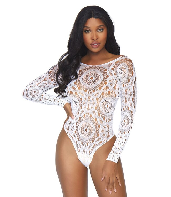 Leg Avenue Crochet lace snap crotch teddy