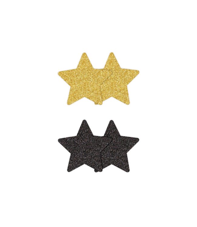 NS Novelties Pretty Pasties Glitter Stars Black/Gold 2 Pair