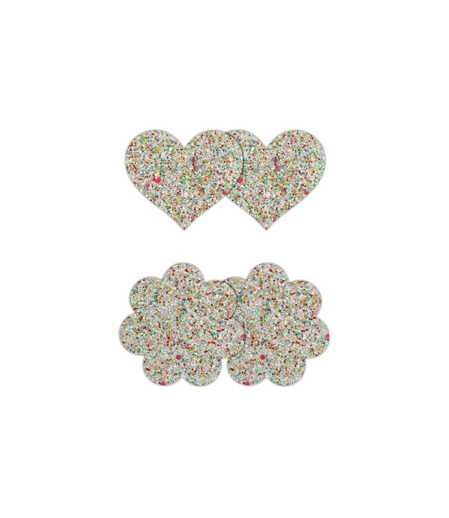 NS Novelties Pretty Pasties Heart & Flower Glow 2 Pair