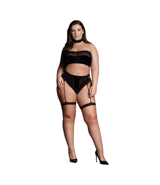 Le Désir by Shots Ananke XII - Three Piece with Choker, Bandeau Top and Pantie with Garters - Plus Size