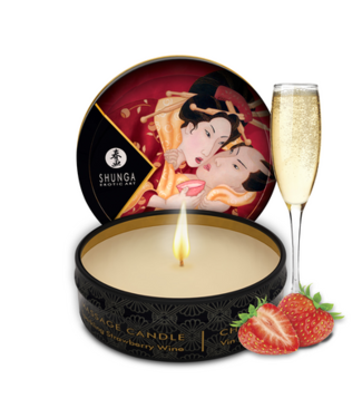 Shunga Mini Massage Candle - Strawberry Sparkling Wine - 1 oz / 30 ml