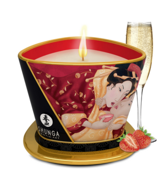 Shunga Massage Candle - Strawberry Sparkling Wine - 5.7 oz / 170 ml