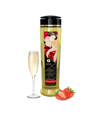 Shunga Erotic Massage Oil - Strawberry Sparkling Wine - 8 fl oz / 240 ml