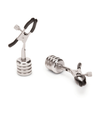 Prowler Red Nipple Clips with Magnetic Weights - Silver