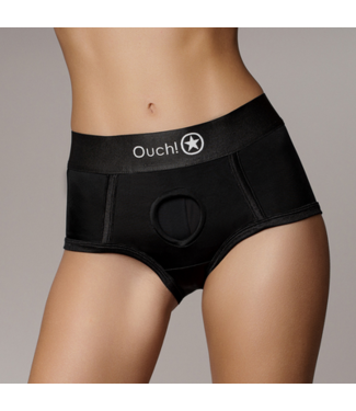 Ouch! by Shots Vibrating Strap-on Brief - XS/S - Black