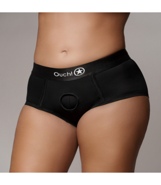 Ouch! by Shots Vibrating Strap-on Brief - XL/XXL - Black