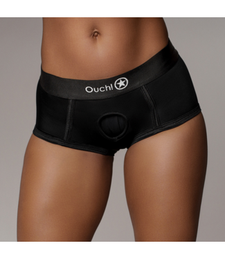 Ouch! by Shots Vibrating Strap-on Brief - M/L - Black