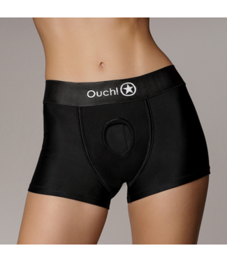 Ouch! by Shots Vibrating Strap-on Boxer - XS/S - Black