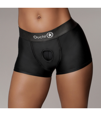 Ouch! by Shots Vibrating Strap-on Boxer - M/L - Black