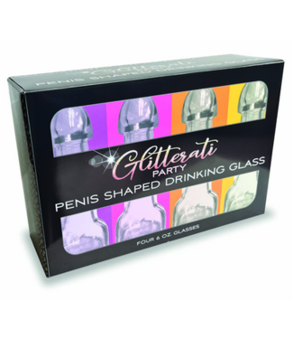 Little Genie Productions Glitterati - Penis 6oz Drinking Glass - Pack of 4