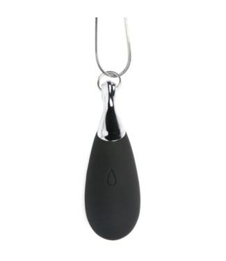 XR Brands Vibrating Silicone Teardrop Necklace - Black
